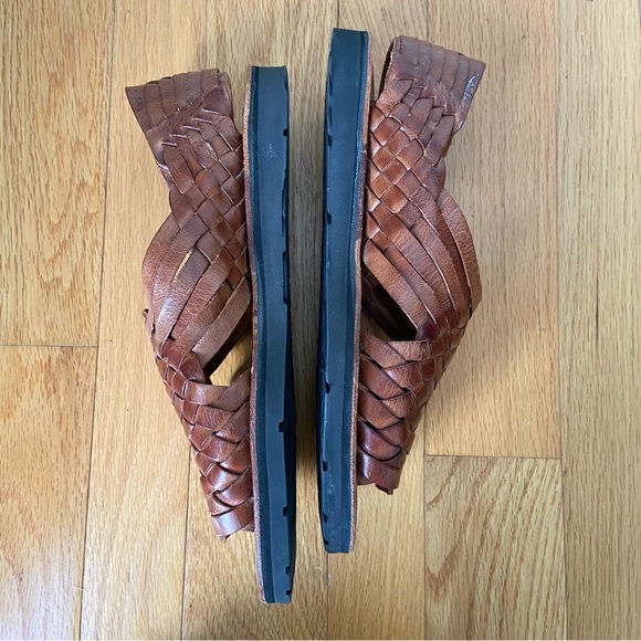 Brand X Huaraches Hand Woven Brown Leather Open Toe Slip On Sandals Women’s 10 - Picture 10 of 11